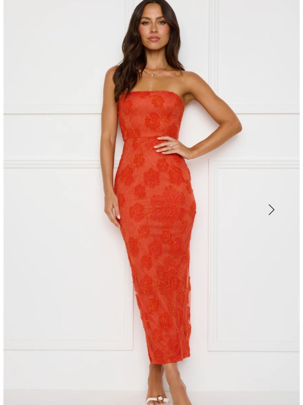 Hello Molly NWT CROWNED IN CONFIDENCE STRAPLESS MAXI DRESS ORANGE